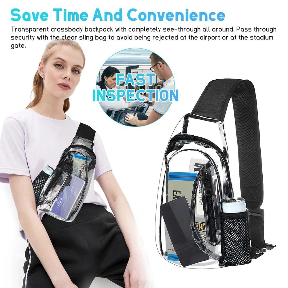 Clear PVC Shoulder Crossbody Backpack Waterproof Transparent Chest Bag For Men And Women 2