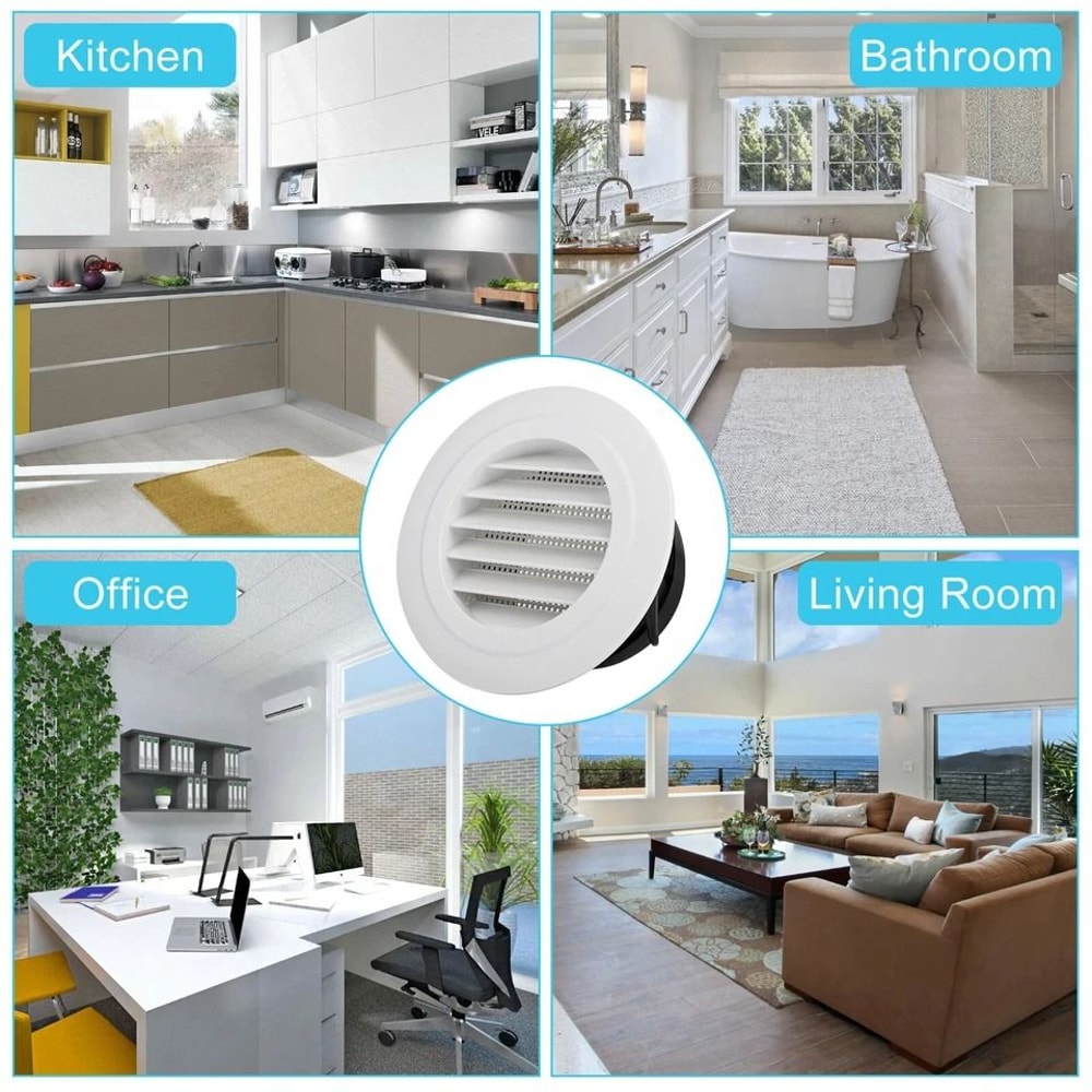 Round Air Soffit Vents With Oblique Louver Grille Cover Fly Screen 2