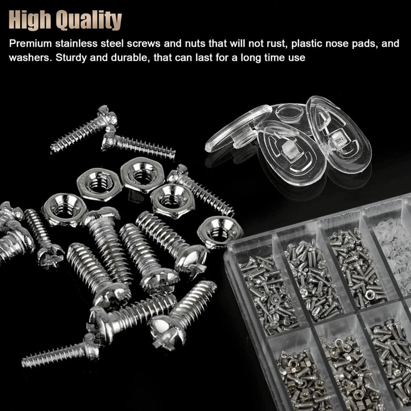 Eyeglass Repair Kit Complete Set With Screws Nut Nose Pads And Screwdriver For Glasses Watches 7