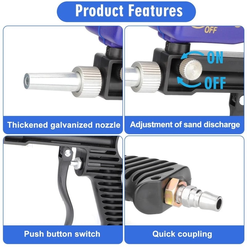 Portable Air Sandblasting Gun Hand Held Sand Blaster For Paint Rust Removal And More 4