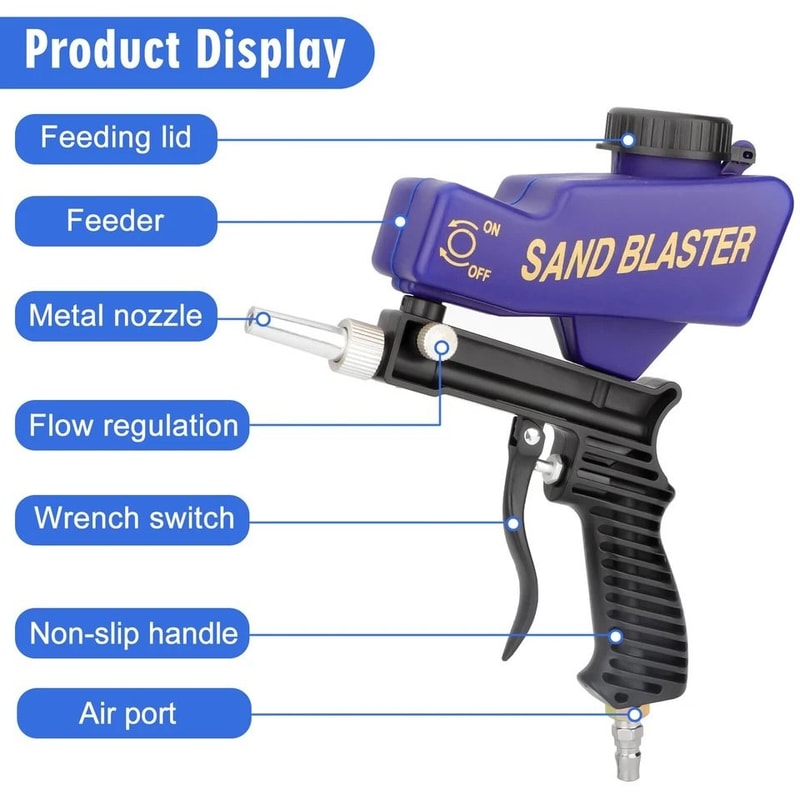Portable Air Sandblasting Gun Hand Held Sand Blaster For Paint Rust Removal And More 5