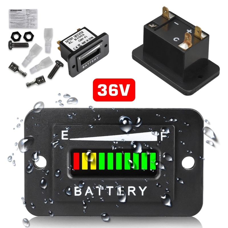 Battery Indicator Meter Gauge For Golf Cart Boat ATV And More 8