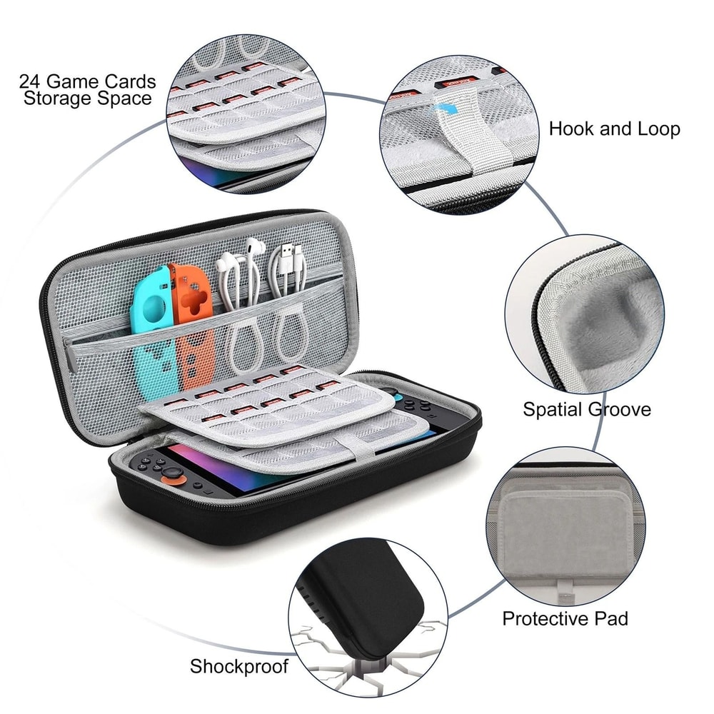 Switch Travel Carry Case With Protective Cover Screen Protector 5