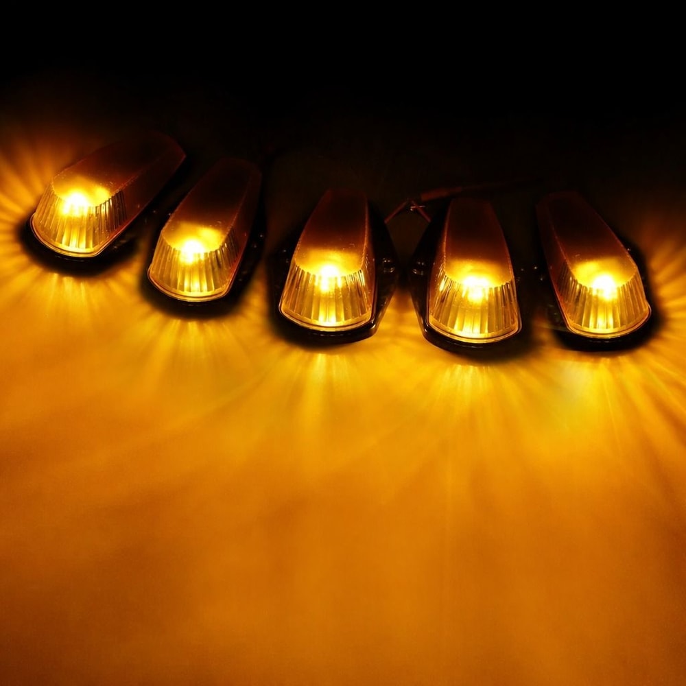 Amber LED Roof Top Cab Lights Marker Lamp Set Easy Install 0