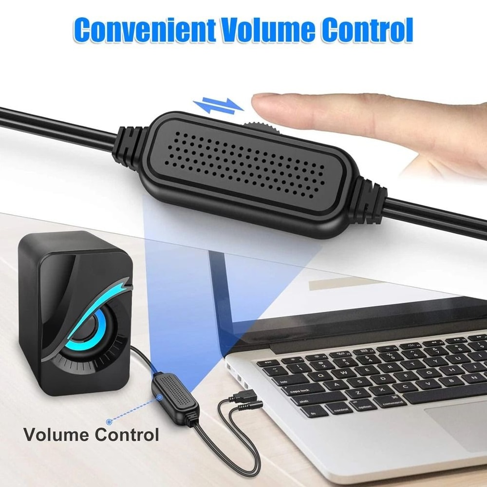 RGB LED Computer Speakers With Enhanced Bass Wired USB Stereo System For Desktop Laptop 1