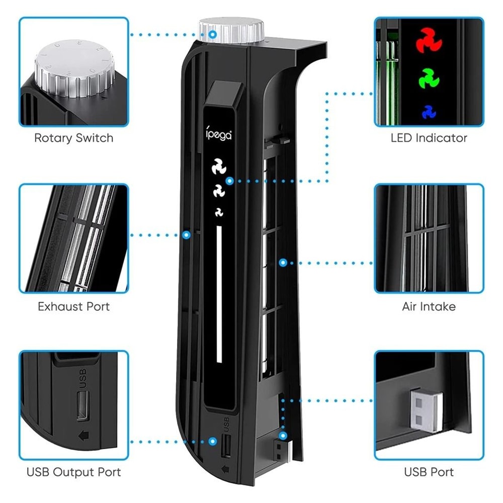 PS5 Cooling Fan With Adjustable Speed For Disc Digital PlayStation 5 Consoles 4