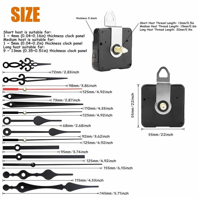 DIY Clock Movement Mechanism Kit Repair Hands Parts For Clock Repairs And Creations 8