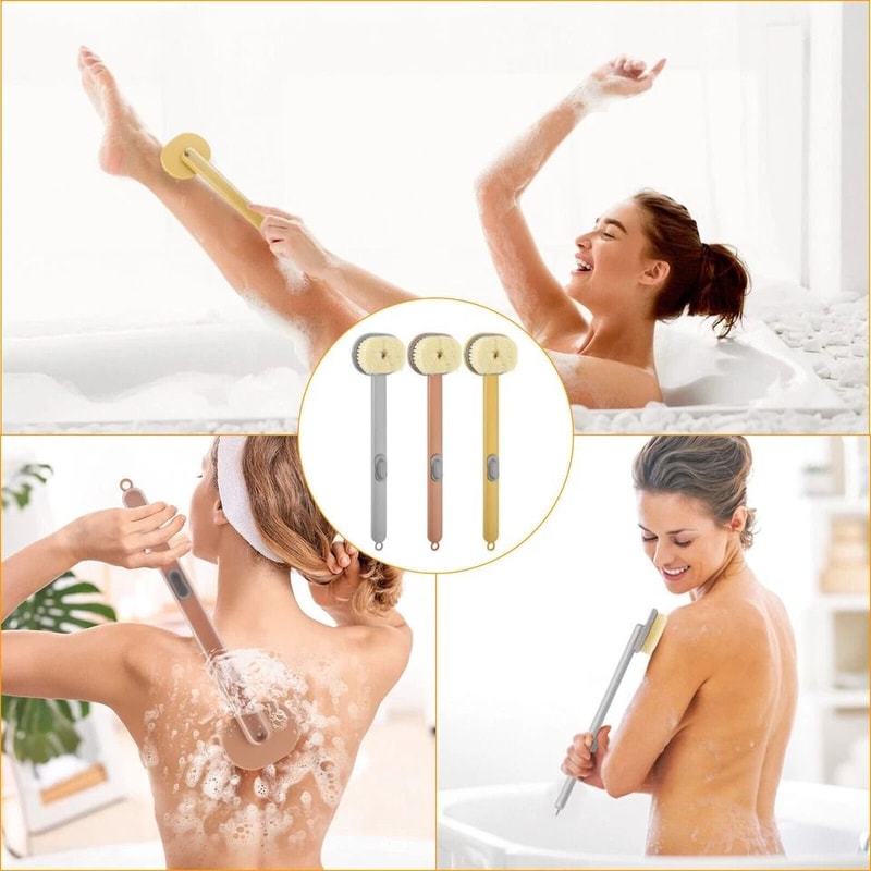 Long Handle Bath Brush With Exfoliating Scrubber Back Body Shower Washer For Dead Skin Removal 2