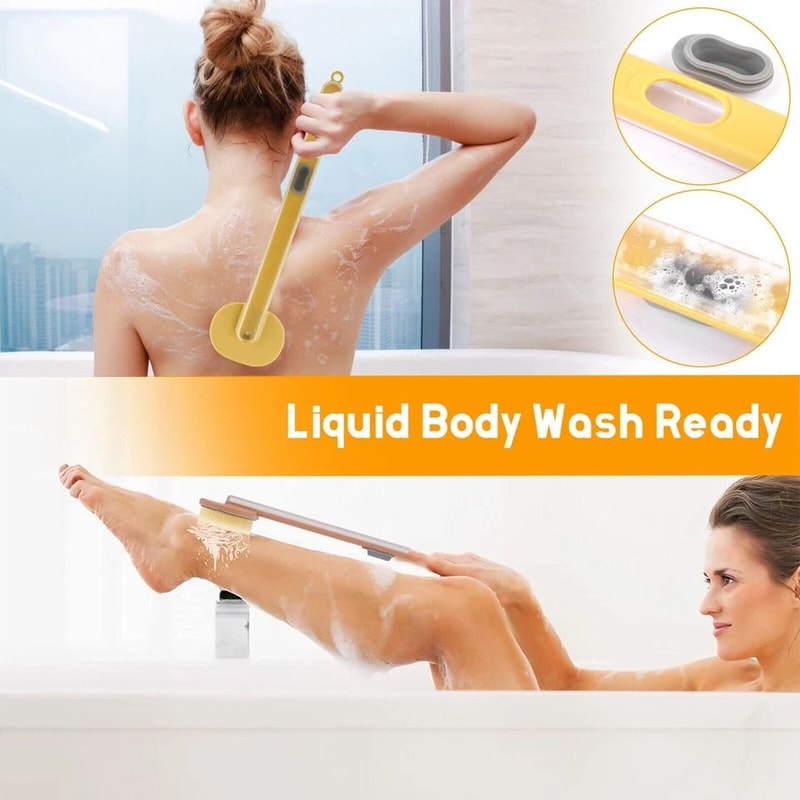 Long Handle Bath Brush With Exfoliating Scrubber Back Body Shower Washer For Dead Skin Removal 5