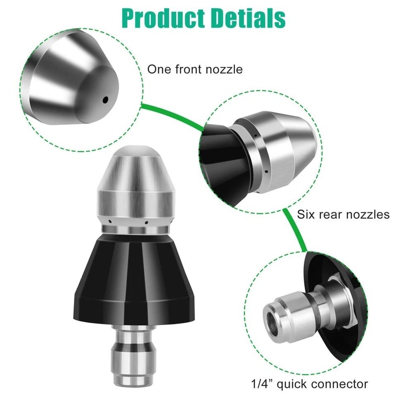 High Pressure Sewer Cleaning Nozzle Pipe Cleaner Tool With Connector 5
