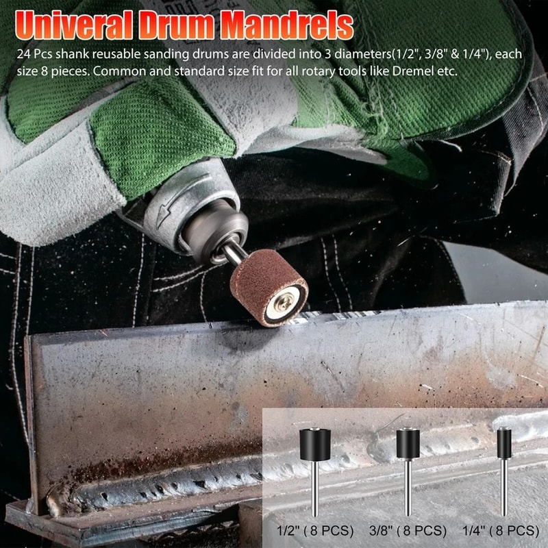 Sanding Drum Kit With Sleeves Mandrels For Rotary Tool Set For Woodworking DIY And Polishing 4