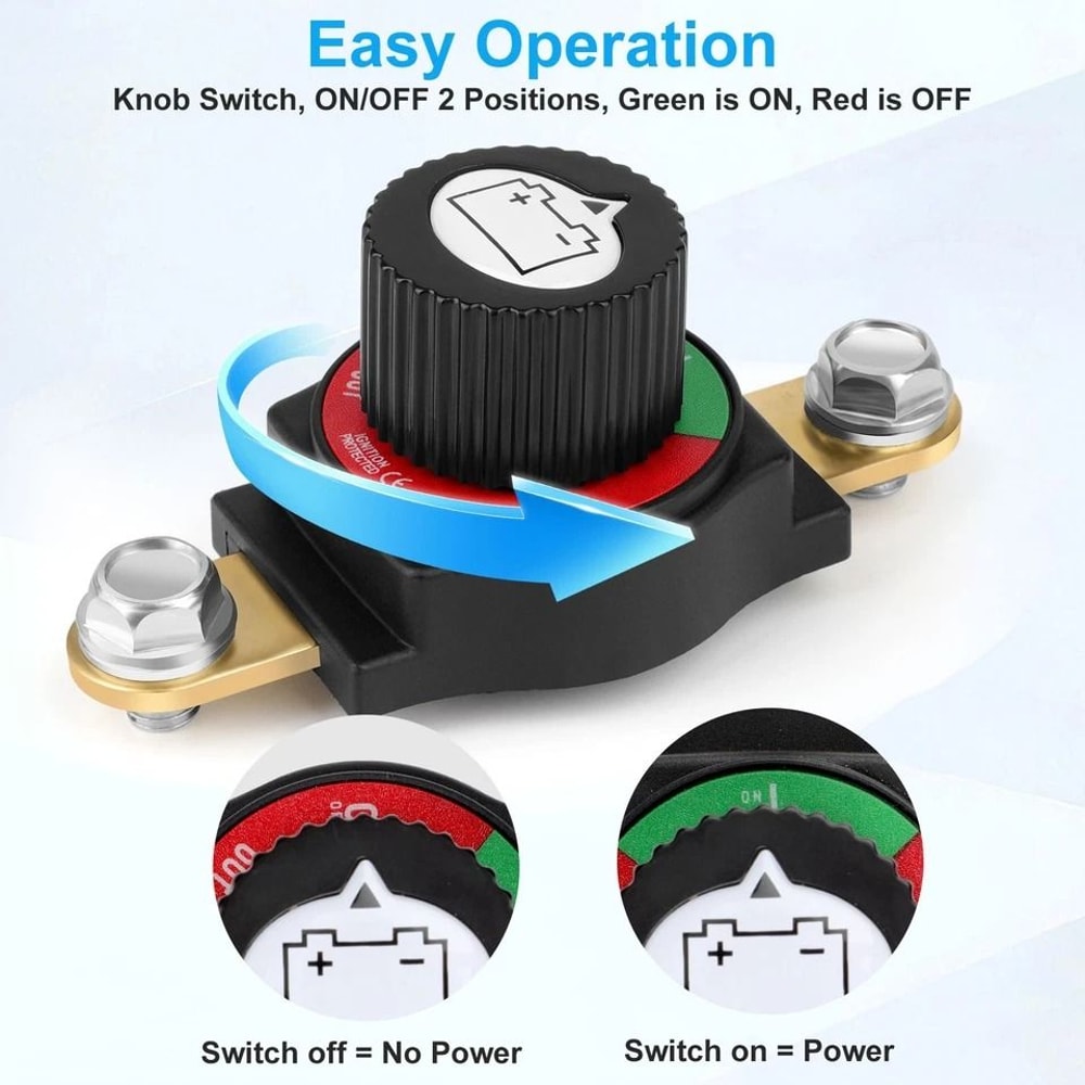 Side Post Battery Disconnect Switch Isolator CutOff For Automotive 5