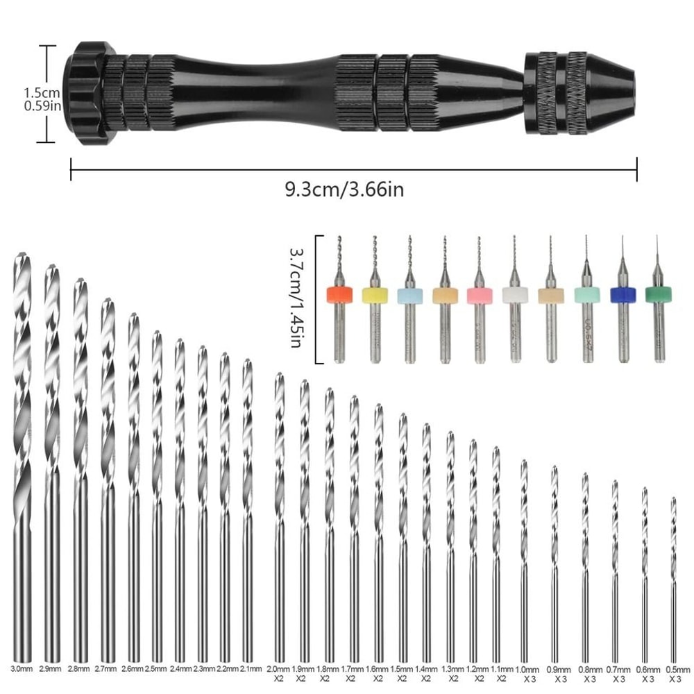 Precision Pin Vise Mini Drill Set With Micro Twist PCB Bits For Rotary Tools 6