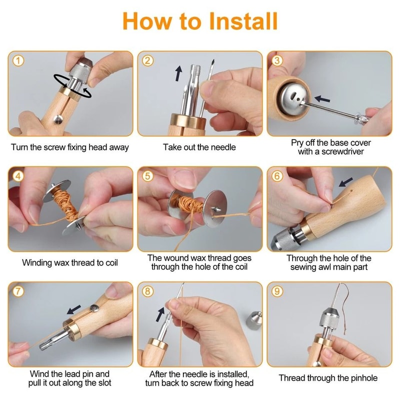 Premium Leather Sewing Kit Complete Waxed Thread Repair Tool Set For DIY Leather Projects 4