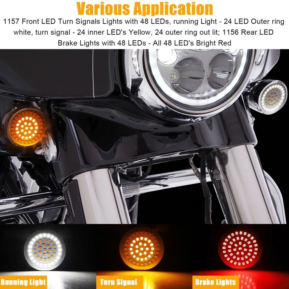 LED Bullet Turn Signal Lights For Harley Davidson Front Rear Smoke Lens High Intensity Easy Instal 4