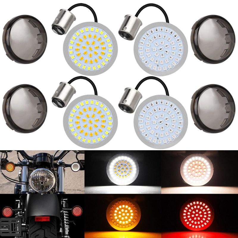 LED Bullet Turn Signal Lights For Harley Davidson Front Rear Smoke Lens High Intensity Easy Instal 7