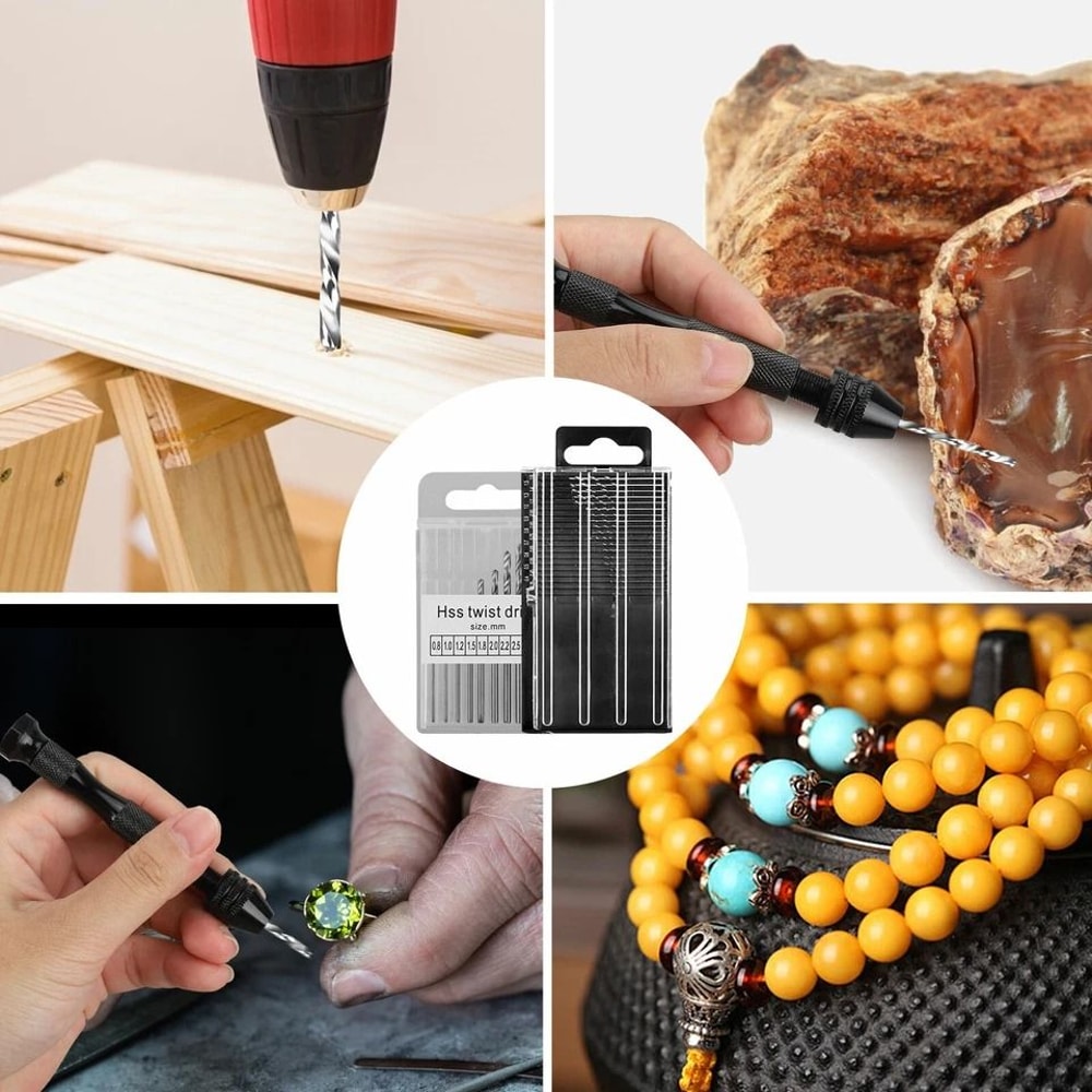 Mini Hand Drill Set With Micro Drill Bits Keyless Pin Vise For Precise Drilling 2