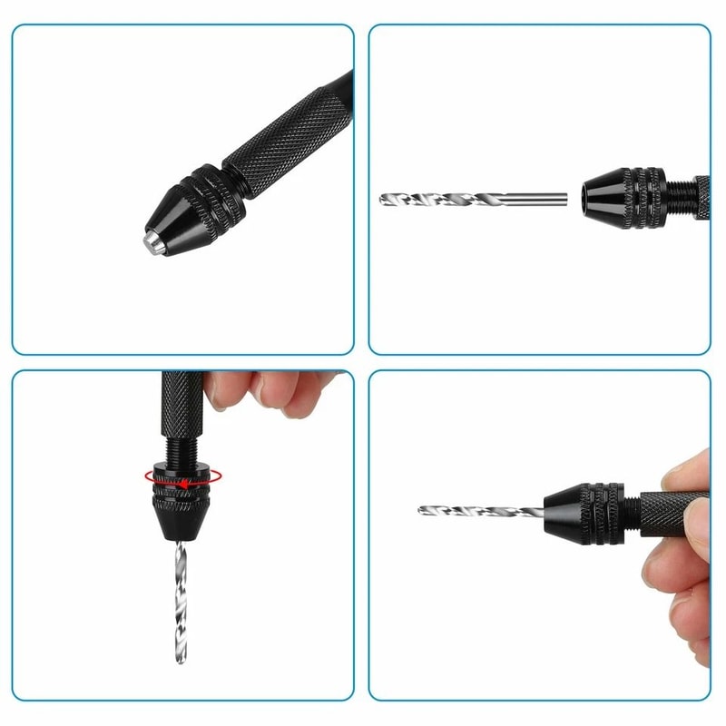Mini Hand Drill Set With Micro Drill Bits Keyless Pin Vise For Precise Drilling 4