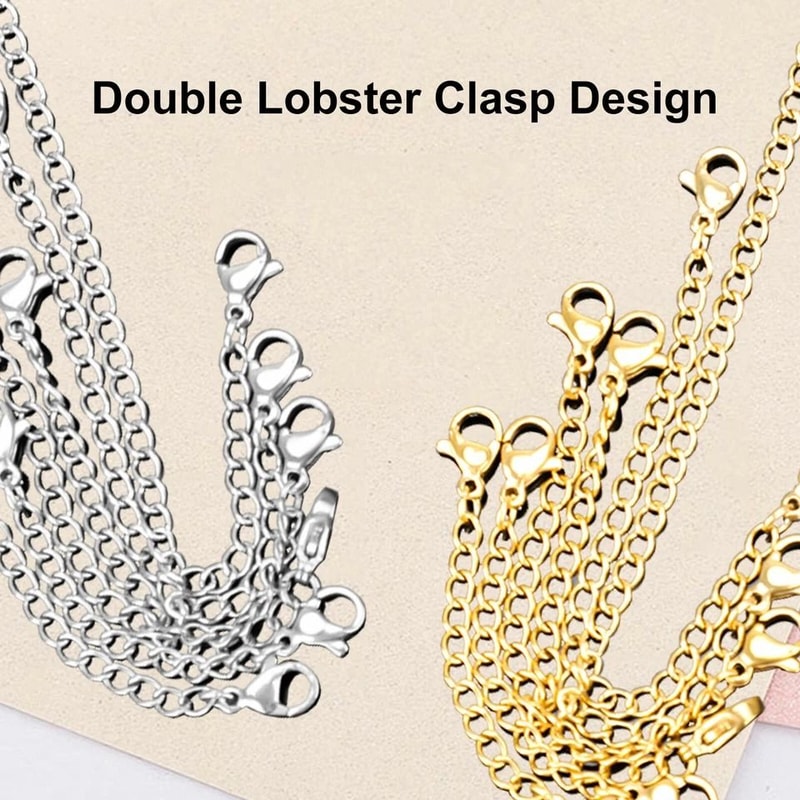 Jewelry Necklace Bracelet Extender With Lobster Clasp Stainless Steel 2