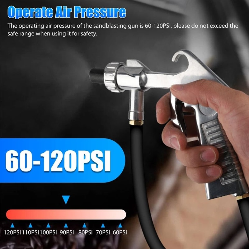 Abrasive Sandblasting Gun Kit Ceramic Nozzles For High Pressure Sandblasting Surface Polishing 5