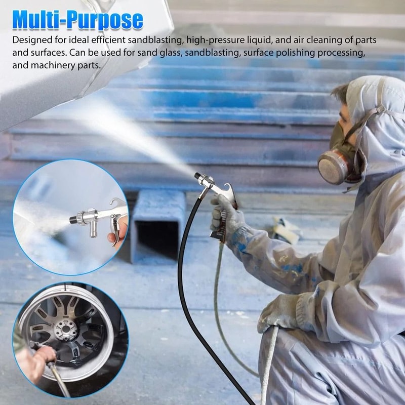 Abrasive Sandblasting Gun Kit Ceramic Nozzles For High Pressure Sandblasting Surface Polishing 8