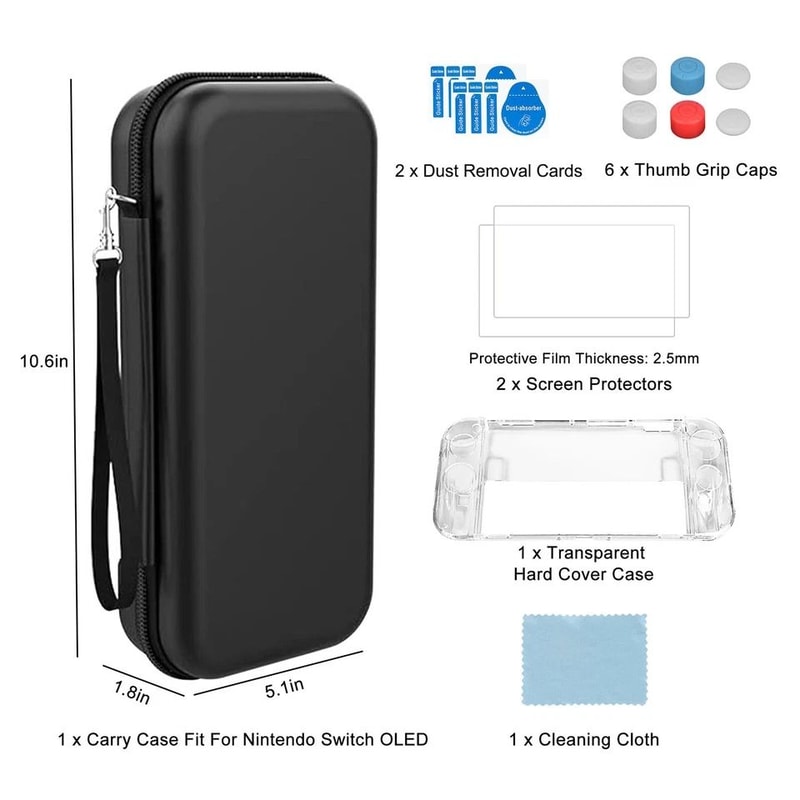 Carrying Case Tempered Glass Screen Protector Thumb Caps 3