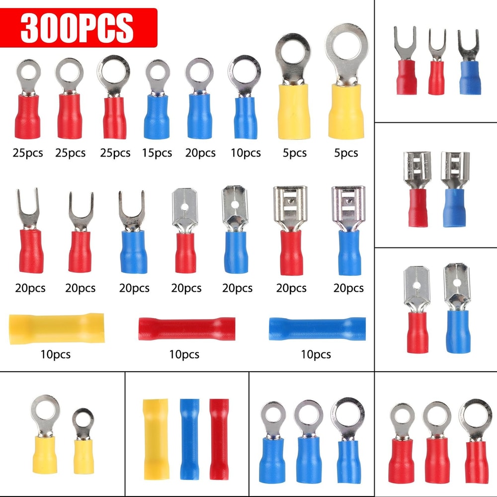 Insulated Electrical Wire Connector Crimp Kit Spade Ring Butt Terminals For DIY Vehicle Wiring 5