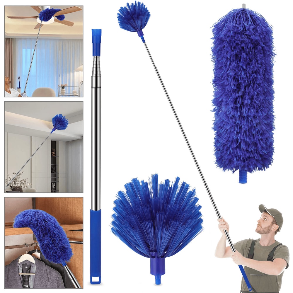 Telescopic Microfiber Cobweb Duster Kit For Ceiling Fans And Hard To Reach Areas 2