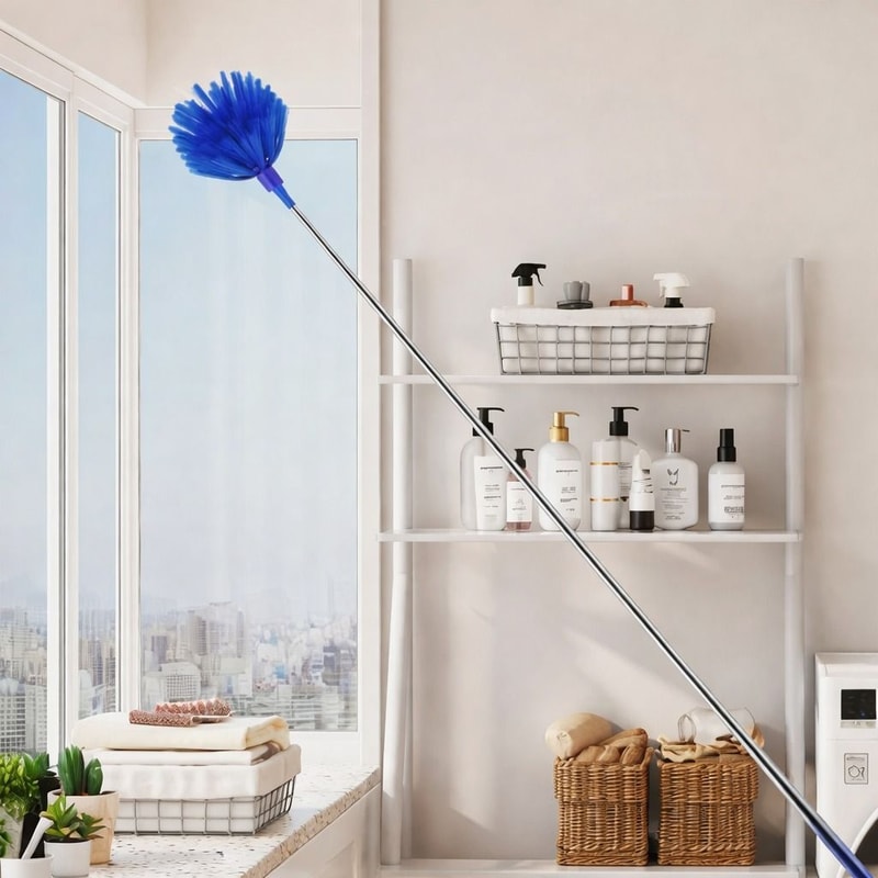 Telescopic Microfiber Cobweb Duster Kit For Ceiling Fans And Hard To Reach Areas 0