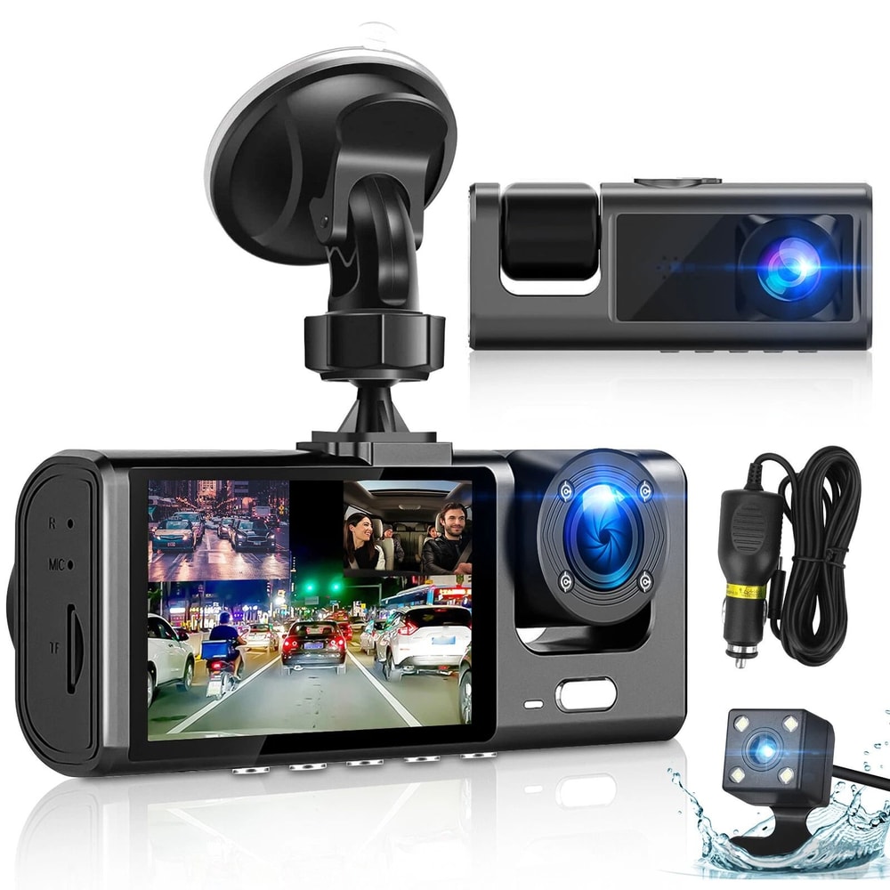 Car DVR Dash Cam With Front Inside And Rear Camera Video Recorder 4