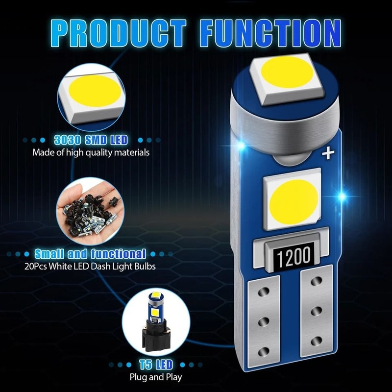 LED Dashboard Light Bulbs Socket Universal Car Instrument Panel Gauge Bulb Replacement 4