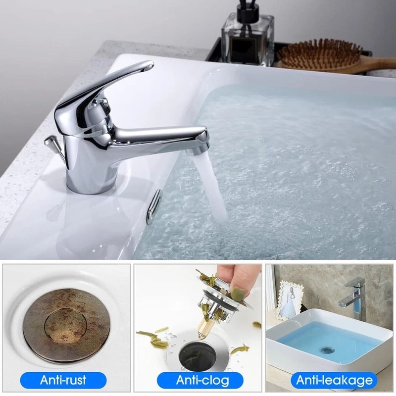 Universal Bathroom Sink Stopper Pop Up Drain Plug Easy Install Anti Rust Drain Filter 3