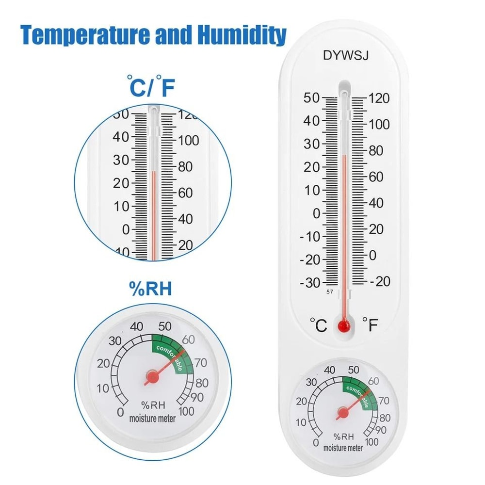 Wall Thermometer Humidity Meter For Indoor Outdoor Garden Greenhouse Home Use 5