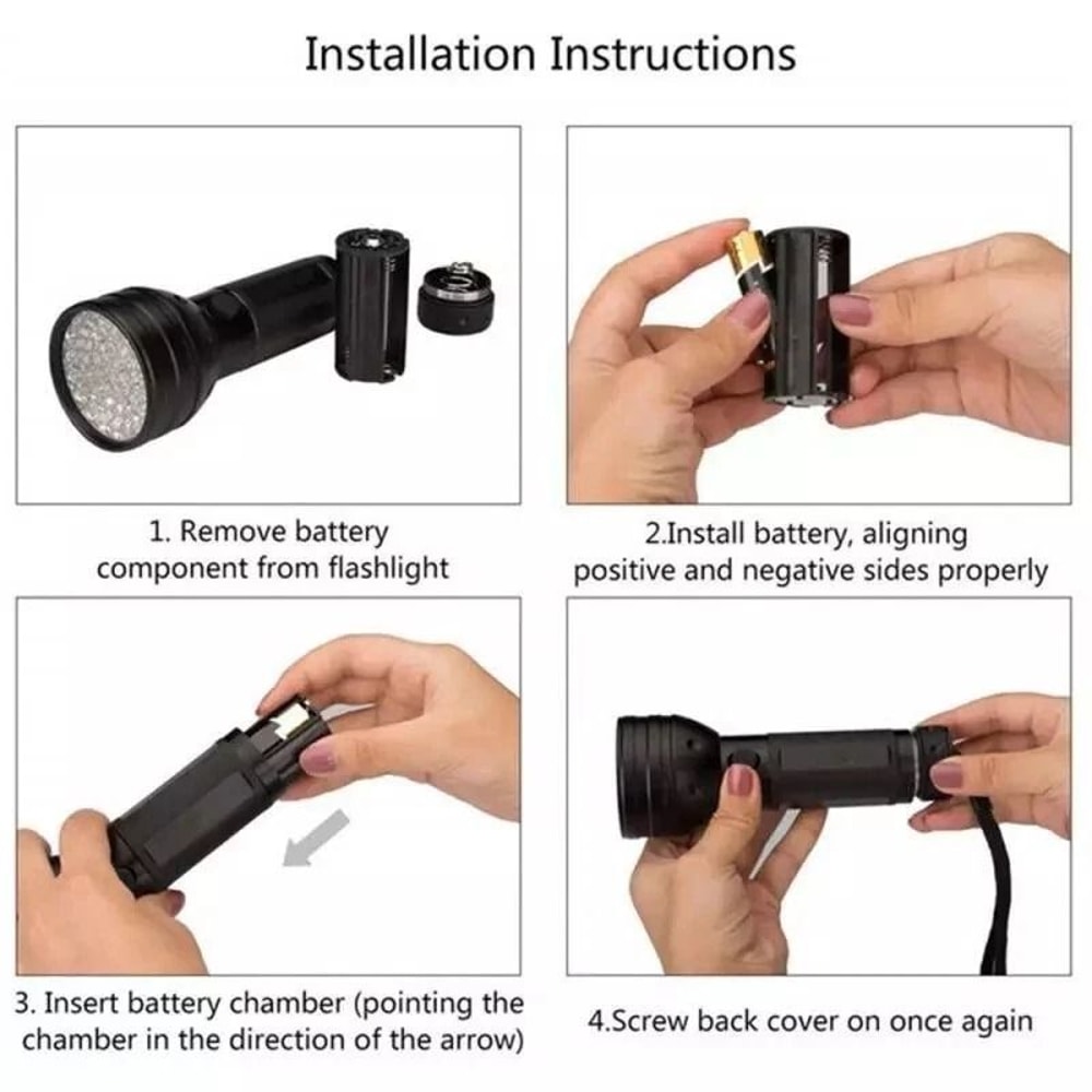 UV Ultra Violet LED Flashlight Blacklight Torch LED Inspection Lamp For Bugs Scorpions And More 4