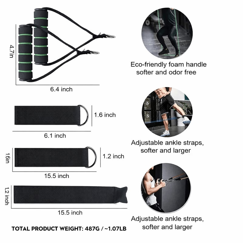 Resistance Band Set For Yoga Pilates Fitness Adjustable Workout Tubes For Abs Strength Flexibilit 5