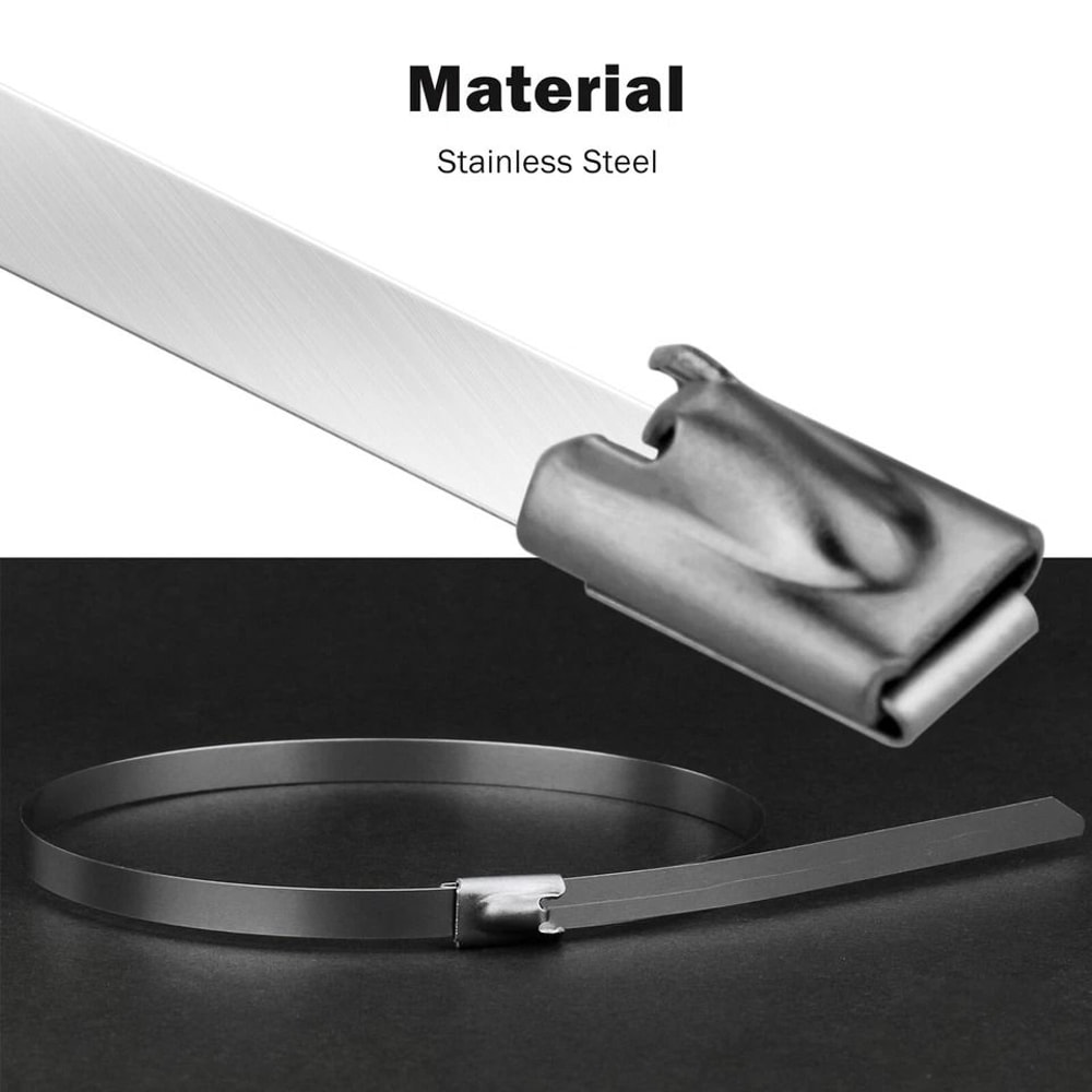 Stainless Steel Exhaust Wrap Cable Ties High Strength Coated Metal Zip Ties For Heavy Duty Use 2