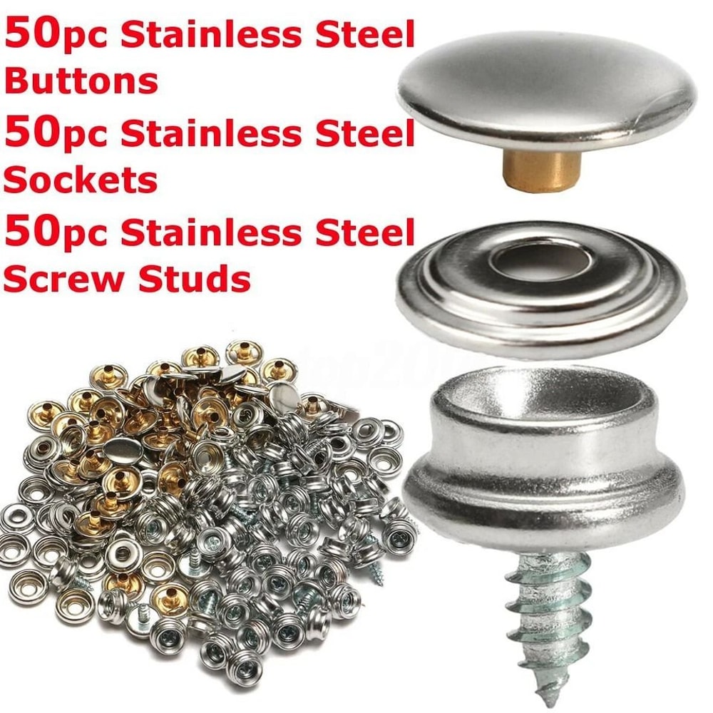Stainless Steel Marine Snap Button Kit For Boat Canvas Fabric With Socket Cover 5