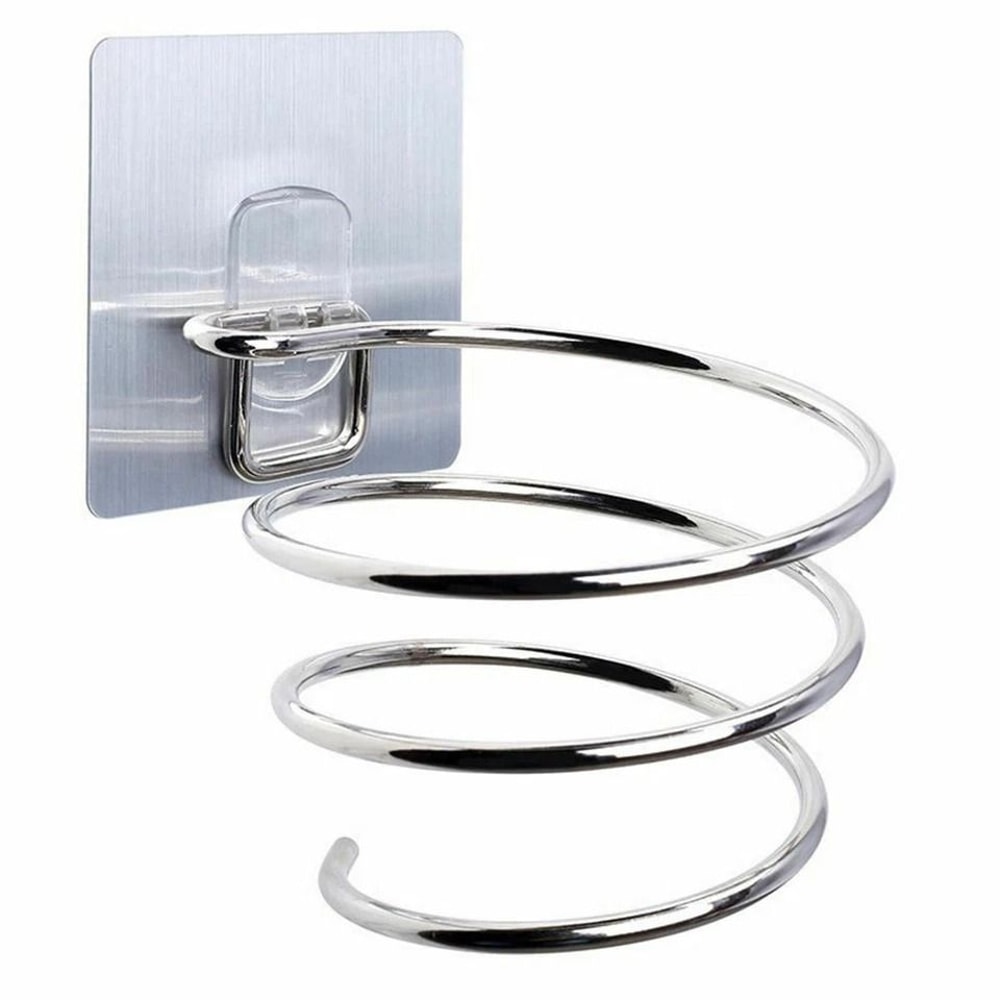 Stainless Steel Wall Mounted Hair Dryer Holder Rack Space Saving Bathroom Shelf Organizer 3