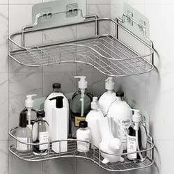 stainless steel corner shower caddy bathroom corner shelf adhesive shower storage organizer