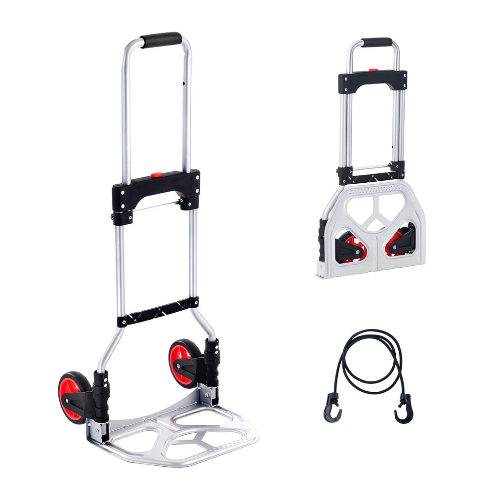 Folding Hand Truck Aluminum Trolley Cart Dolly With Bungee Cord 4