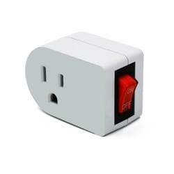 grounded ac power wall tap outlet with on/off switch button
