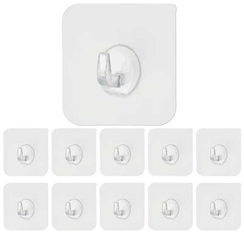 Heavy Duty Adhesive Wall Hooks Clear No Drill Stick On Hangers For Seamless Damage Free Installatio 6