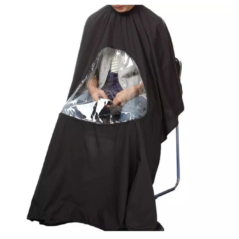 Hair Cutting Cape With Viewing Window Salon Barber Drape For Client Comfort And Precision 0