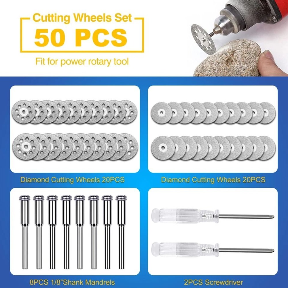 Diamond Cutting Wheel Set For Rotary Tools HighPerformance Mandrels Accessories 6