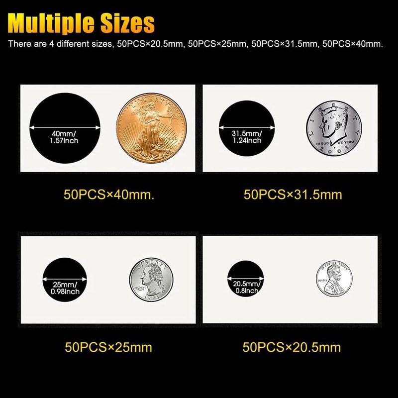 Coin Holder Paper Flips For Coin Collecting Dust Free Clear Mylar Windows Cardboard Coin Storage 4