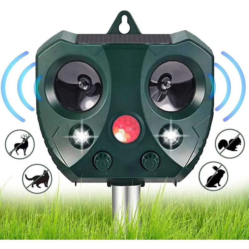 Upgraded Solar Ultrasonic Animal Repellent For Garden Effective Dog Cat Skunk Deer Raccoon Deterre