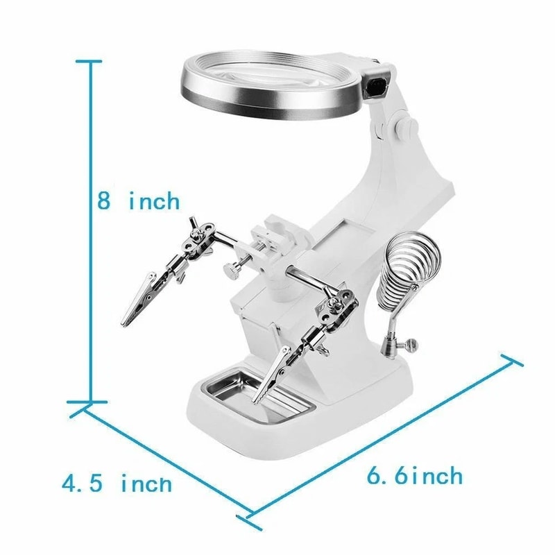 Precision Soldering Magnifier Stand Adjustable Helping Hands Bench Tool With LED 3