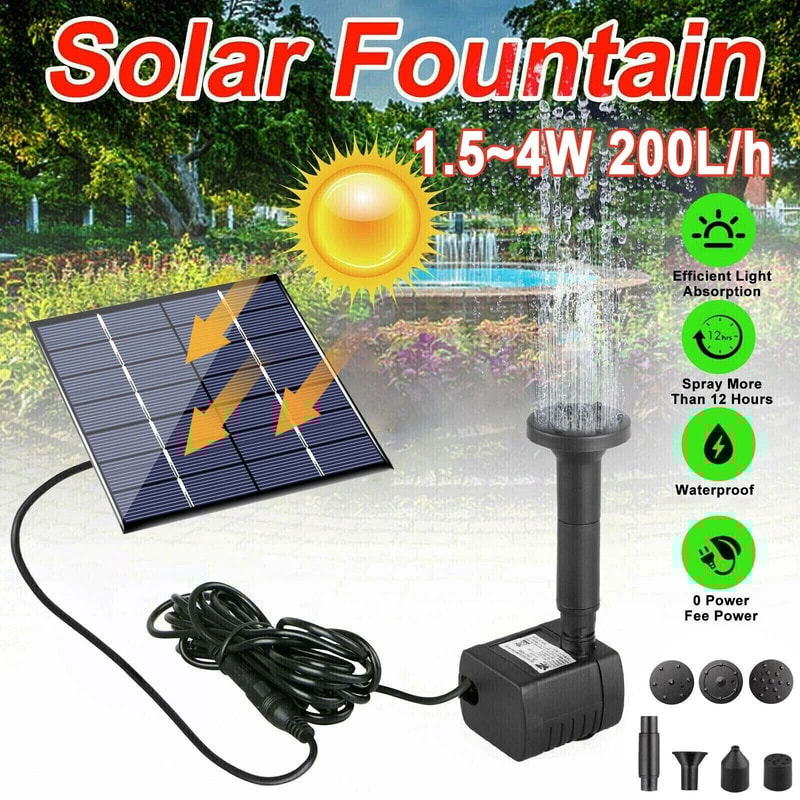 Solar Powered Floating Fountain Pump For Bird Bath Pond Garden Decor 5