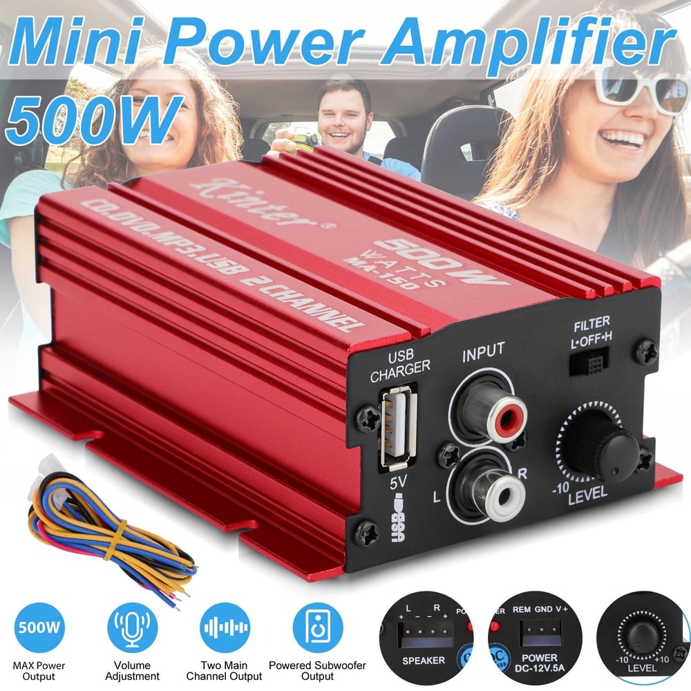 Mini Stereo Amplifier HiFi Bass Audio Power Amplifier For Car Home Speakers 5