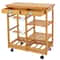 Rolling Kitchen Island Cart With Drawer And Wine Rack Solid Wood Storage Trolley On Wheels 0